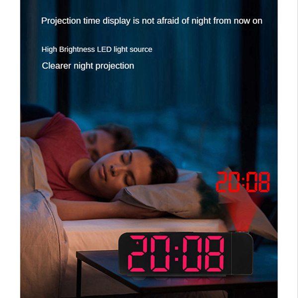 180° Rotation Projection Alarm Clock 12 24H LED Digital Clock USB Charge Ceiling Projector Alarm Clock Green