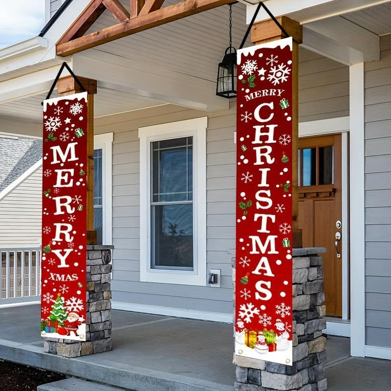 Merry Christmas Door Banner, 180cm*30cm Holiday Door Decoration, Universal Festive Backdrop for Home Party Garden Decor