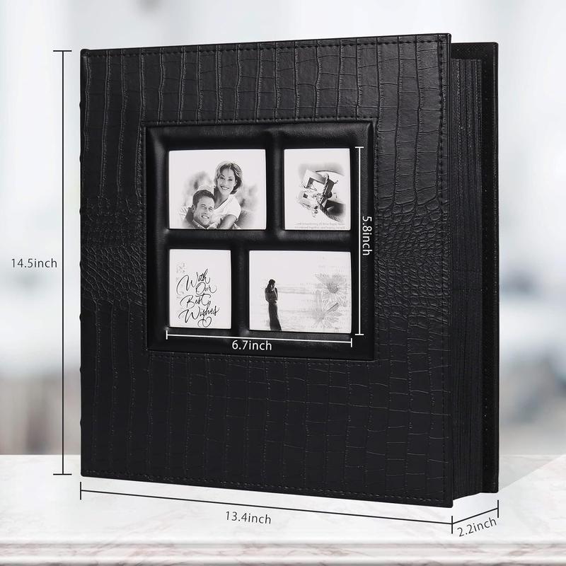 RECUTMS Photo Album 600 Pockets Leather Cover Black Pages Big Capacity for 4x6 Photos Book Hardcover Wedding Gift Valentines Day Present Family Baby Albums Decor Christmas