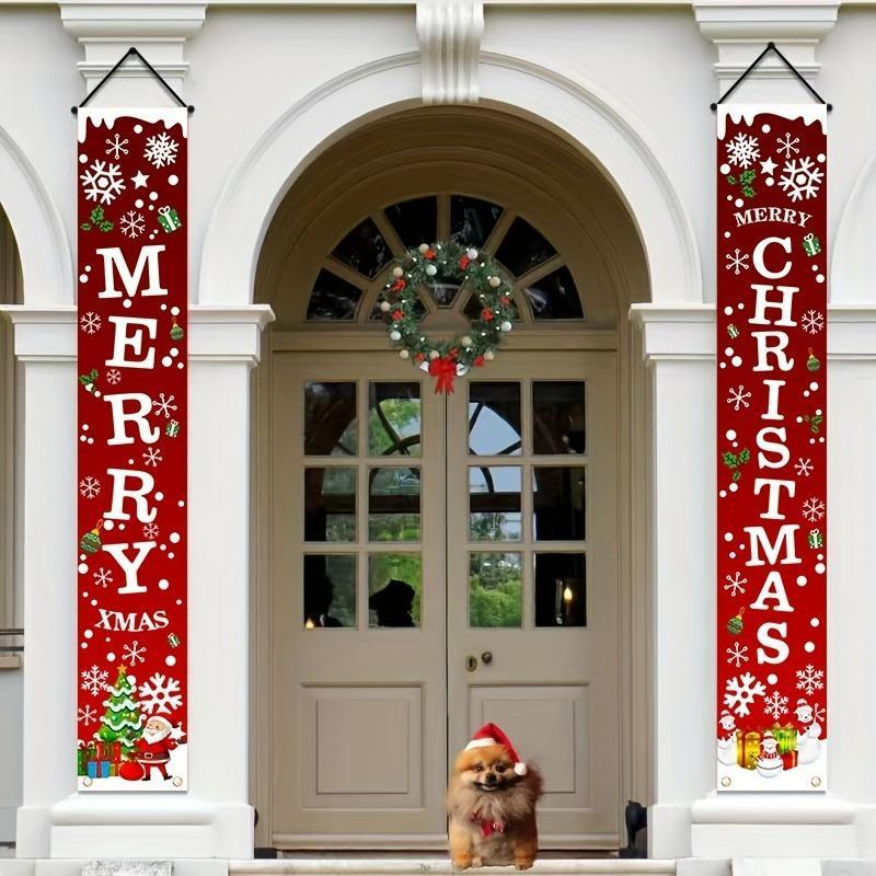 Merry Christmas Door Banner, 180cm*30cm Holiday Door Decoration, Universal Festive Backdrop for Home Party Garden Decor