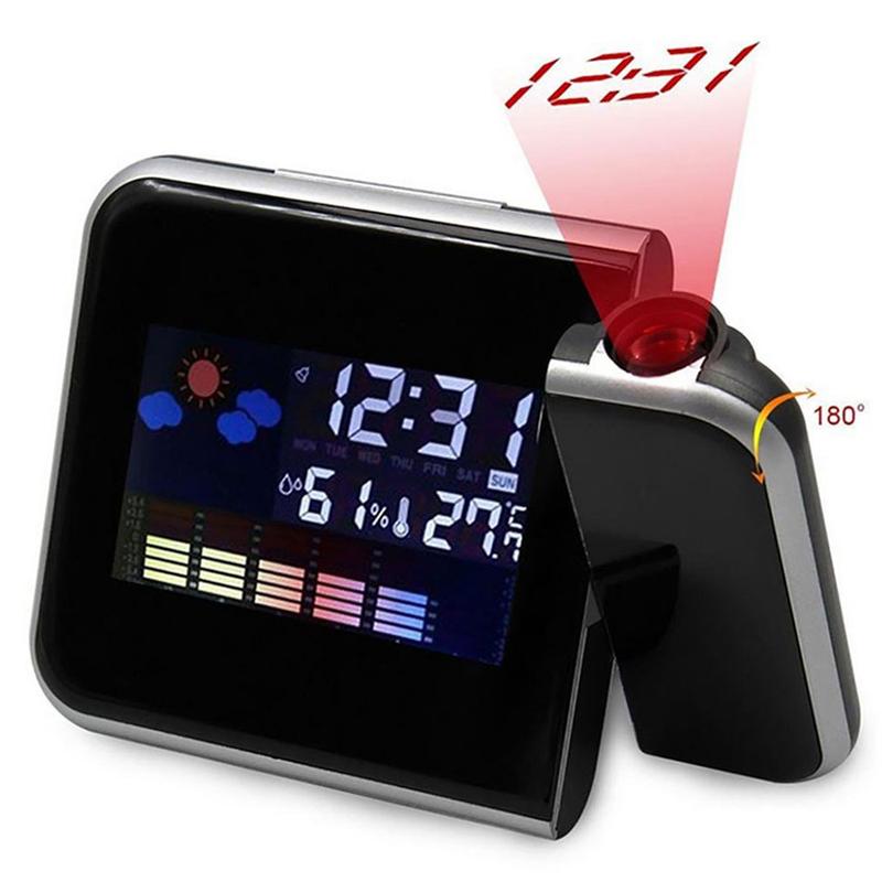 Digital Alarm Clock Projection Clock with Indoor Thermometer Hygrometer USB Charging Digital Projection Alarm Clock with Snooze Function Battery Operated Backup Dual Alarm Clocks for Bedroom Heavy Sleeper Kid Elder Decor