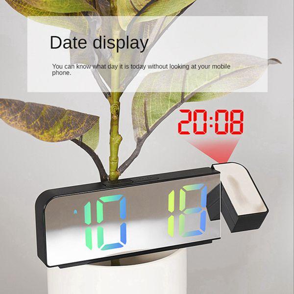 180° Rotation Projection Alarm Clock 12 24H LED Digital Clock USB Charge Ceiling Projector Alarm Clock Green