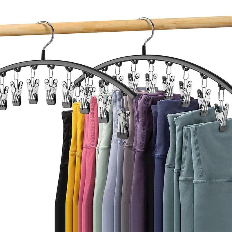 Hanger with 10 Clips, 1 Count Stainless Steel Clothes Hanger, Space Saving Clothes Hanger for Home Dorm Travel, Home Supplies