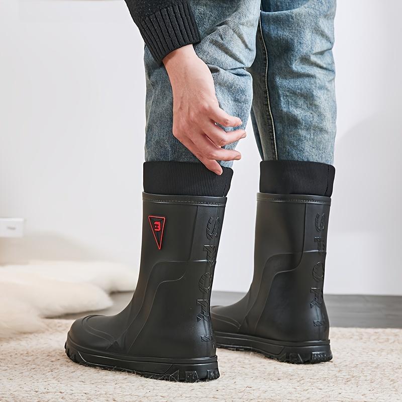 Waterproof Rain Boots - Warm Fleece Lined, Slip-Resistant Mid-Calf for Fall Winter