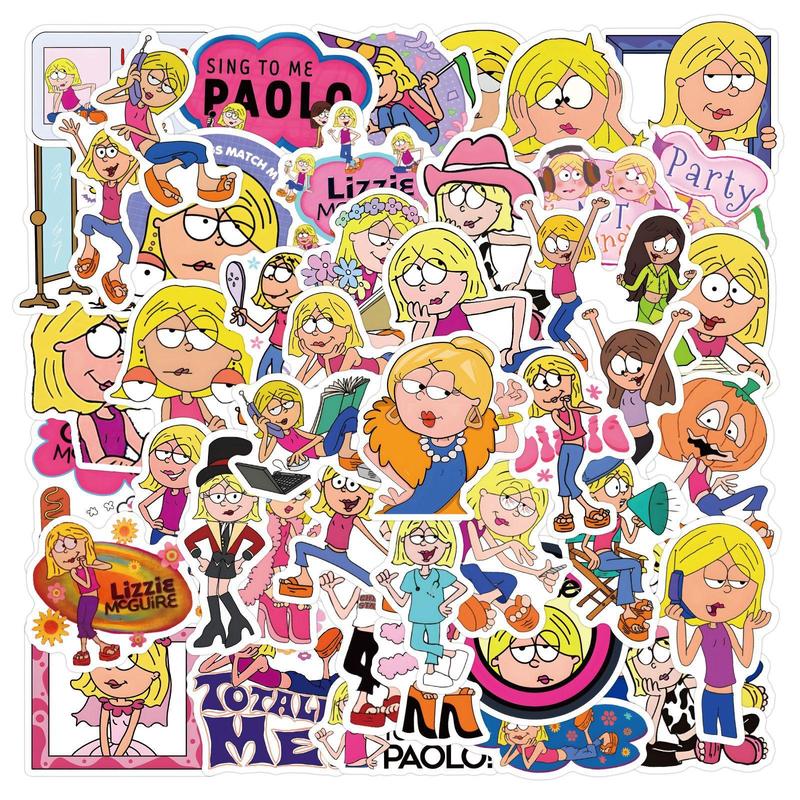 Cartoon Lizzie Mcguire Sticker, 55pcs set Cute Cartoon Sticker, Waterproof Self Adhesive Decor Paper for Gift Greeting Card Water Bottle Laptop Phone