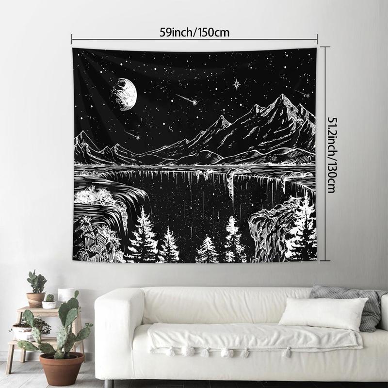 Abstract Starry Night Mountain Landscape Pattern Tapestry for Mean Girls Decorations, 1 Count Wall Hanging Tapestry for Home Living Room Bedroom Decor