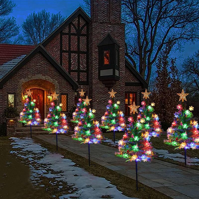 4-Pack Solar LED Christmas Tree Lights, 8 Modes - For Yard, House, Patio