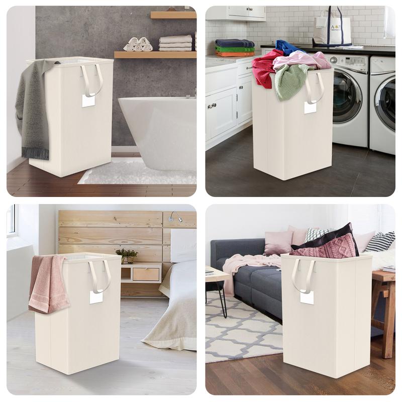 75L Large Laundry Hamper with Handles, Dirty Clothes Hamper for Bedroom Waterproof, Freestanding Tall Laundry Basket Waterproof, Hamper for Bedroom, Bathroom, Dorm, Toys Storage(Ivory）