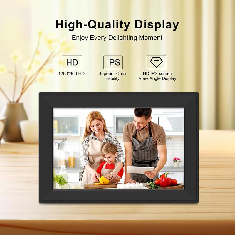 10.1 Inch WiFi Digital Picture Frame, Smart Electronic Digital Photo Frame with Free Storage and 1280 * 800 Touch Screen, Instantly Share Photos and Video