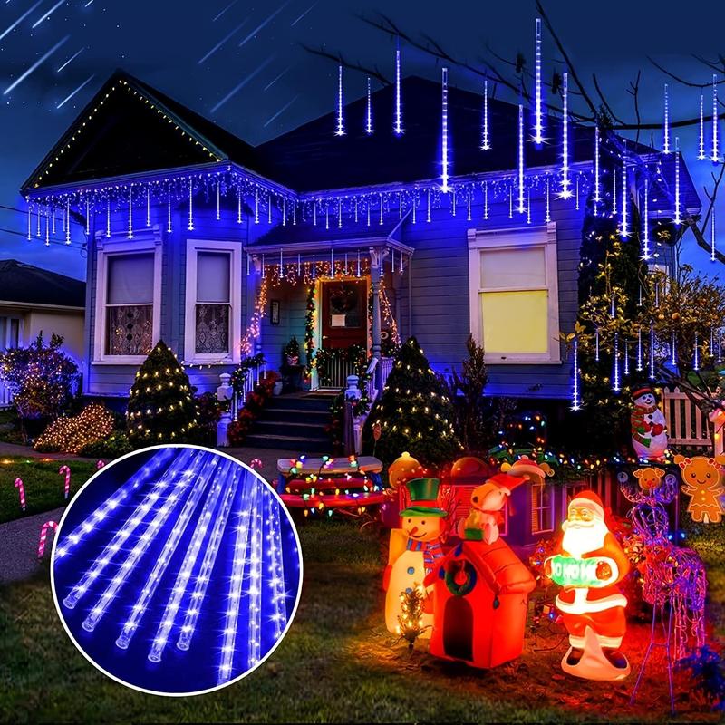 Falling Rain Light for Christmas, Waterproof 8 Tube LED Falling Rain Lights For Outdoor Christmas Tree & Holiday Decorations