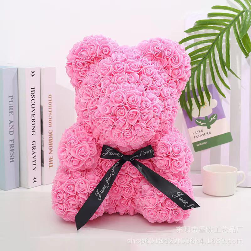 Rose Bear for Room Decor, 1 Count Creative Diy Cute Bear Design Artificial Flower Bouquet, Bedroom Decor, Gift for Wedding, Summer Gift, Boyfriend Gifts, Room Accessories Decorative Fruit Plants Ornaments