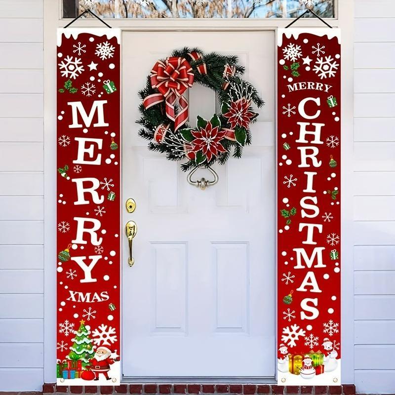 Merry Christmas Door Banner, 180cm*30cm Holiday Door Decoration, Universal Festive Backdrop for Home Party Garden Decor