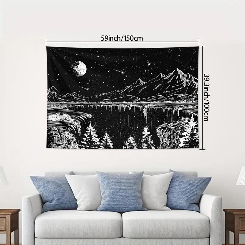 Abstract Starry Night Mountain Landscape Pattern Tapestry for Mean Girls Decorations, 1 Count Wall Hanging Tapestry for Home Living Room Bedroom Decor