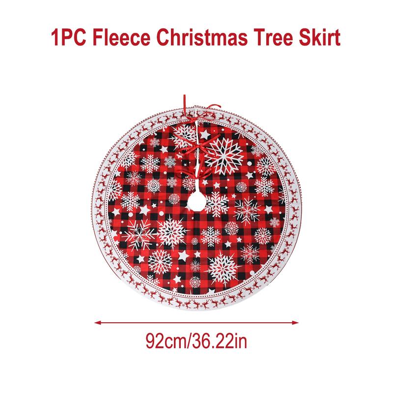 92CM Christmas Tree Skirts Snowflakes Red Fleece Mat,Navidad Plush Skirt Xmas Tree Fur Base,Santa Merry Christmas Decoration New Year Party Decor tree skirt