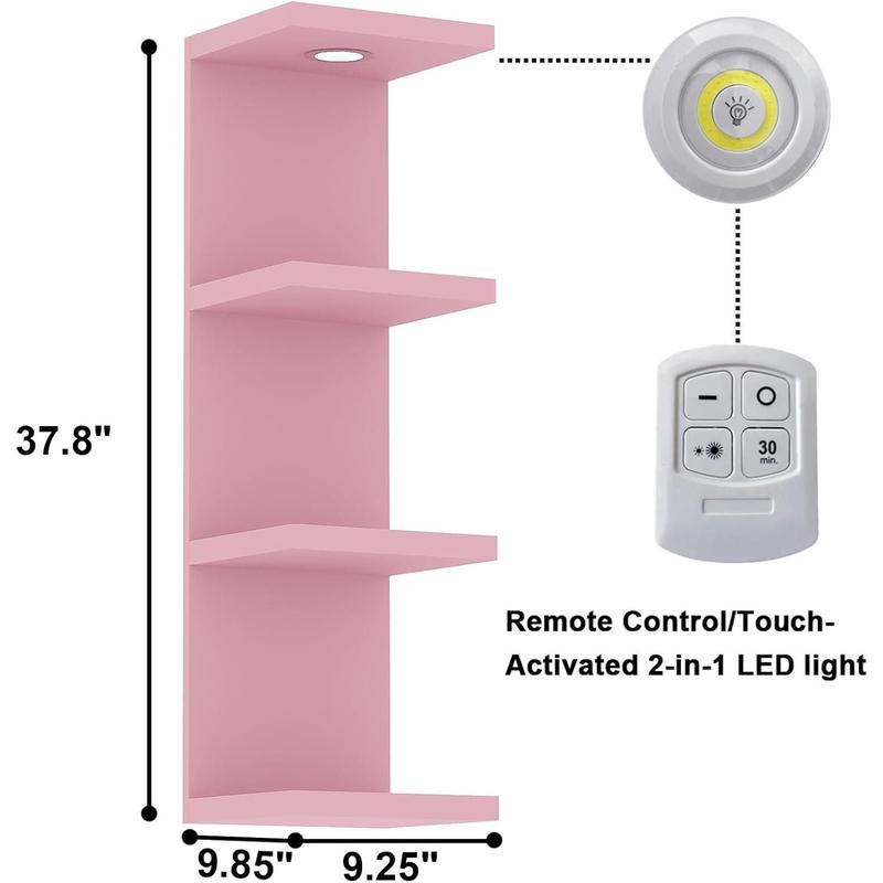 Makrtser7 Tier Wall Shelf Unit,White Lack Wall Shelf,Display Floating Shelf with LED Remote Control Light