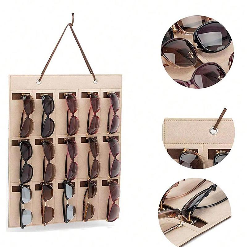 15-Grid Glasses Storage Bag, Sunglasses Storage Hanging Bag, Sunglasses Display Stand, Multi-functional Hanging Bag, Foldable Glasses Storage Bag