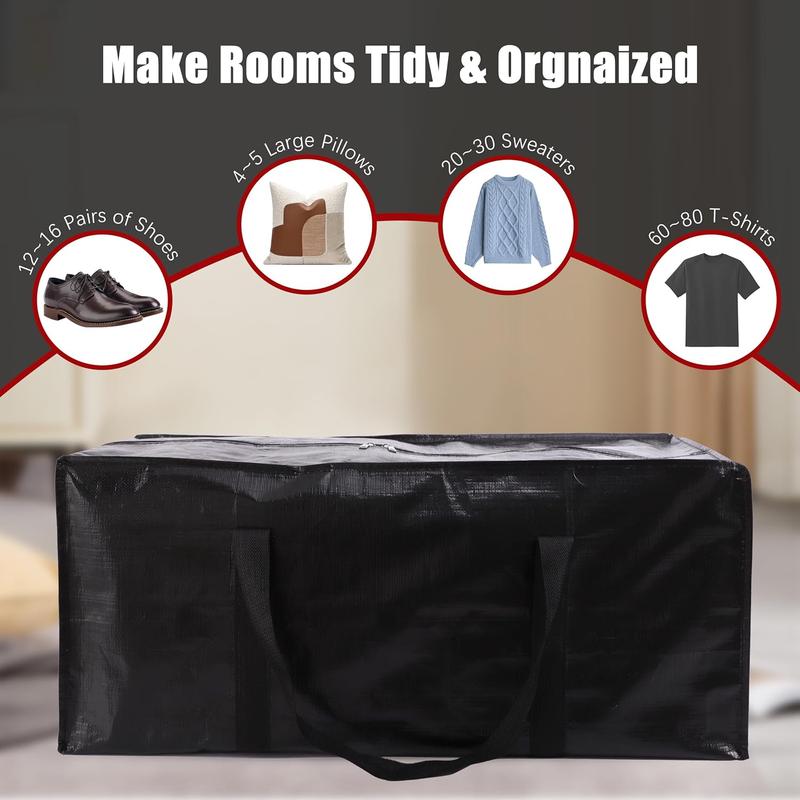 Extra Large Moving Bags with Zippers & Carrying Handles, Heavy-Duty Storage Tote for Space Saving Moving Storage, Fold Flat, Alternative to Box and Bin Organiser Traditional