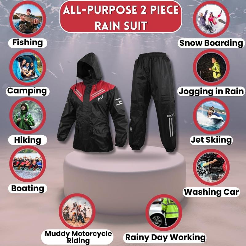 Waterproof Outdoors Motorcycle Rain Suits for Men & Women Cycling 2-Piece Breathable & Windproof Wet Weather Protection