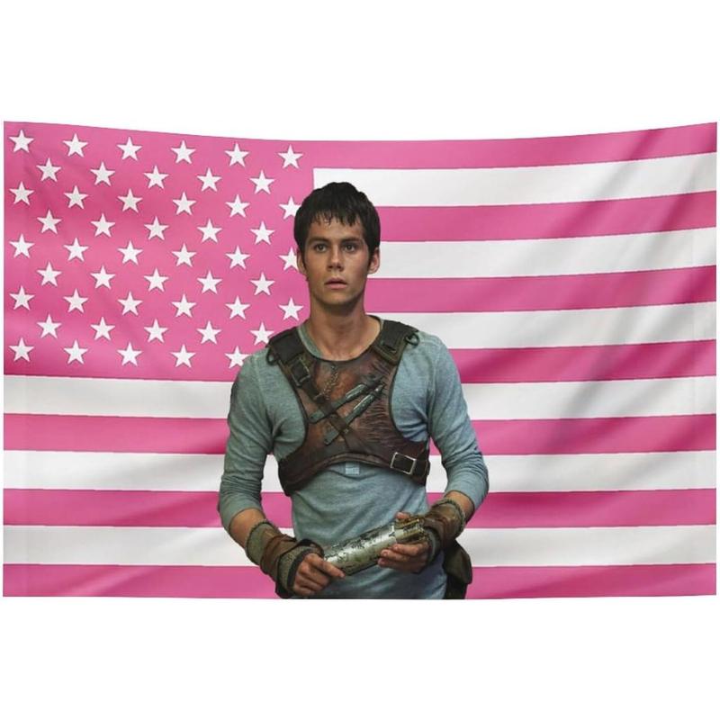 Dylan Pink America Funny Obrien Flag Poster Tapestry with  Grommets for College Dorm Decor, Outdoor Party, Patio Yard, Room Decor Flag Merch