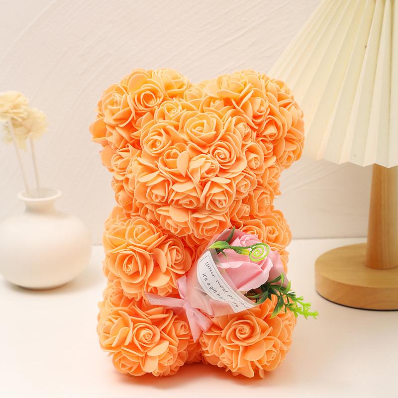 Christmas artificial rose bear, 1 romantic artificial flower bear, anniversary gift, birthday, Mother's Day FEt Hanyeah Dream Home Decor Decorative