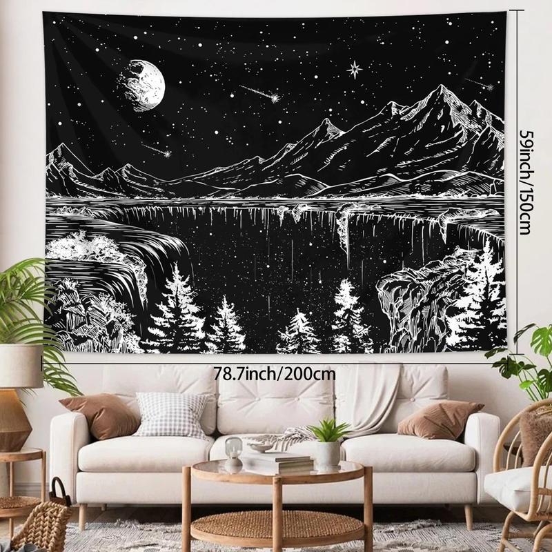 Abstract Starry Night Mountain Landscape Pattern Tapestry for Mean Girls Decorations, 1 Count Wall Hanging Tapestry for Home Living Room Bedroom Decor