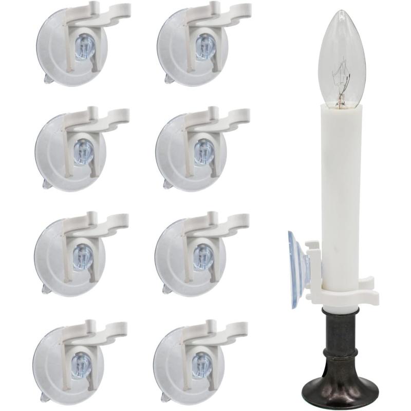 Window Candle Clamps with Super Strong Suction Cups, Holder Suction Cup for Electric Candles, 8 Pack