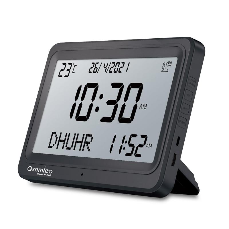 Qsnmieo Azan Clock for USA-Automatic Worldwide Digital 8 Azan Prayer Sounds Islamic Wall and Desk Clock