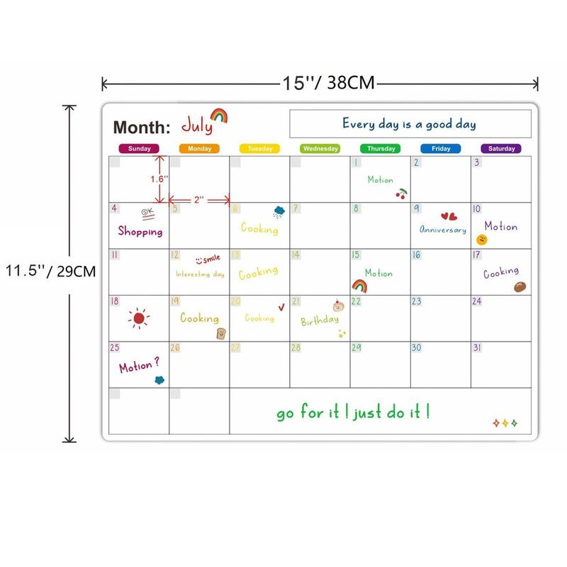 Magnetic Calendar, Refrigerator Magnetic Erasable Whiteboard, Fridge Planner Board for Kitchen