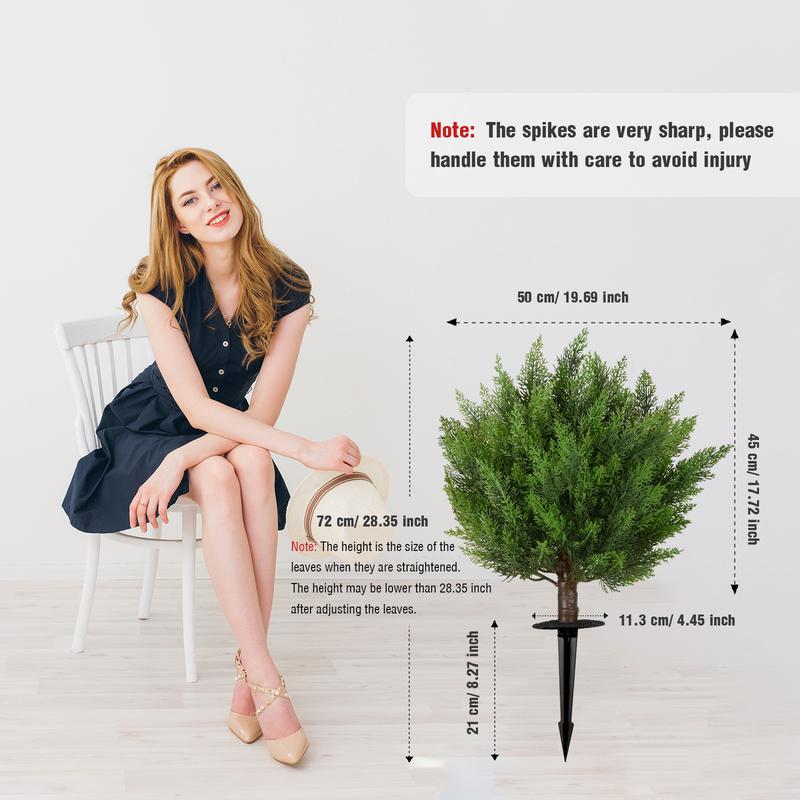 19.6 Inch Artificial Cypress Boxwood Sapling Outdoor Decoration Plastic Tree Artificial Pine Tree Ground Pine Tree Fake Plant Decoration (2Park) Twig Decor Set Artificial Tree Ground Tree  Home Decor Ornaments Fruit