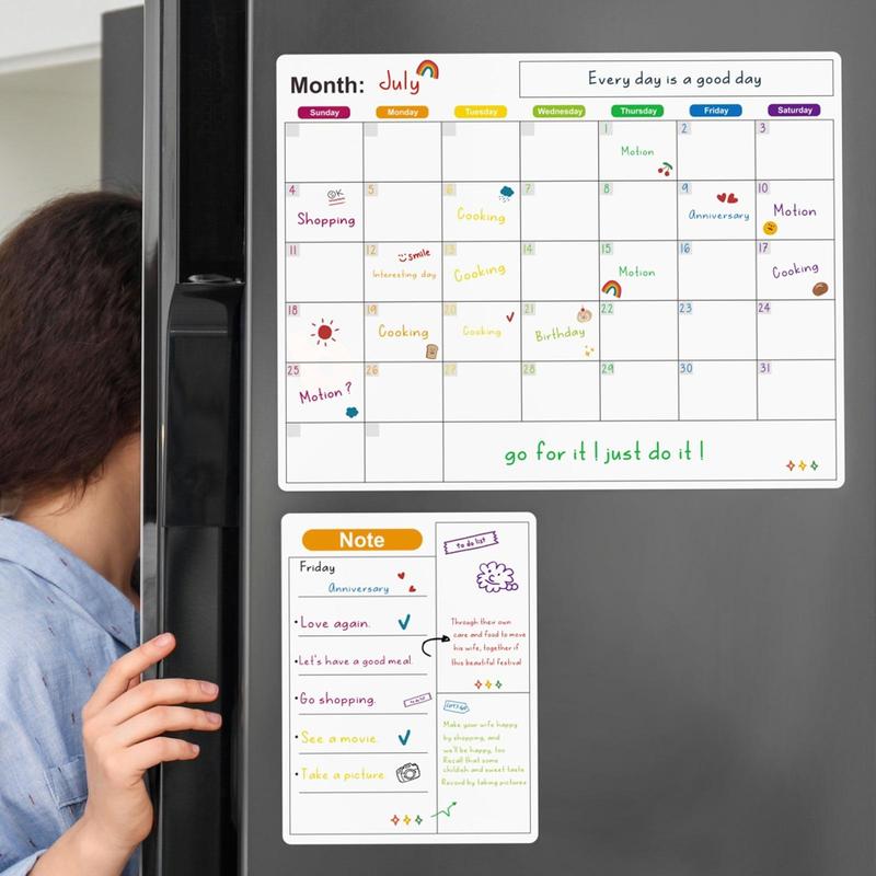 Magnetic Calendar, Refrigerator Magnetic Erasable Whiteboard, Fridge Planner Board for Kitchen