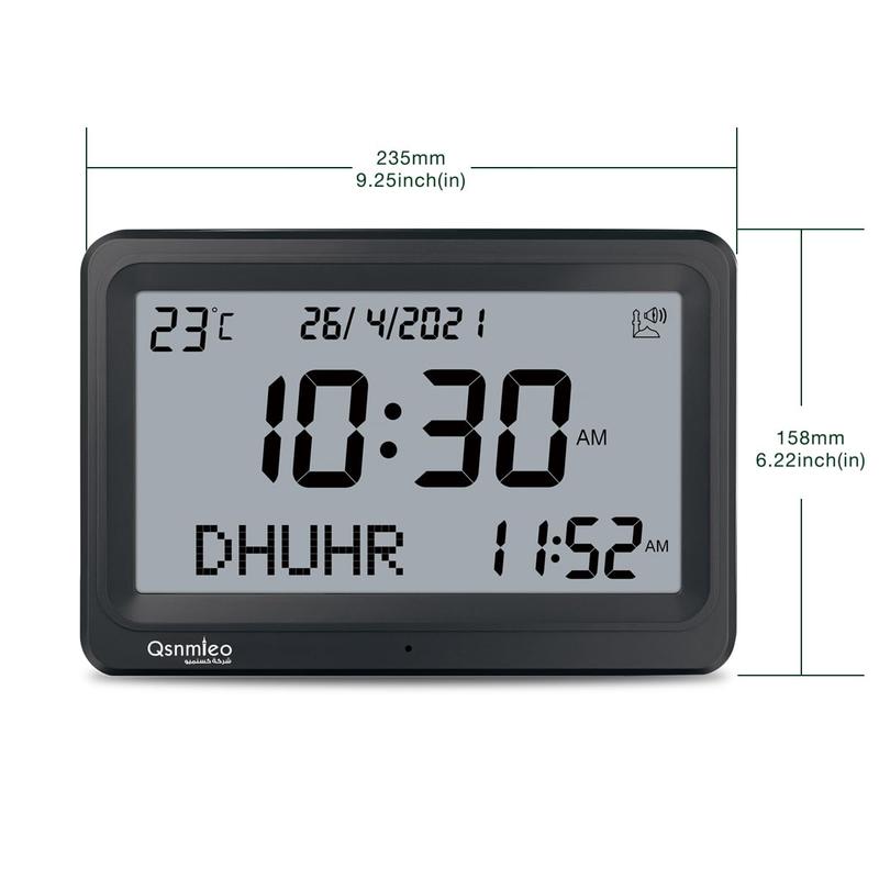 Qsnmieo Azan Clock for USA-Automatic Worldwide Digital 8 Azan Prayer Sounds Islamic Wall and Desk Clock