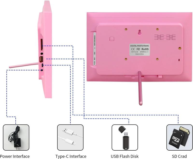 FRAMEO 10.1 Inch Smart WiFi Digital Photo Frame 1280x800 IPS LCD Touch Screen, Auto-Rotate Portrait and Landscape, Built in 32GB Memory, Digital Picture Frames Load from Phone-Pink