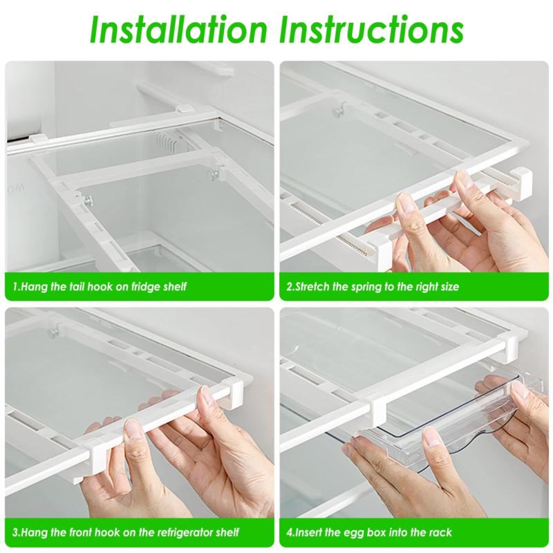 1 Pcs Pull Out Refrigerator Egg Drawer Organizer Bins Hanging Storage Trays