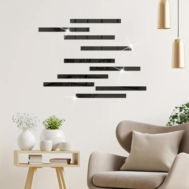 Striped Mirror Wall Sticker, 10pcs set Self Adhesive Wall Decal, Removable Acrylic Mirror Sticker for Home Decor, Room Decor