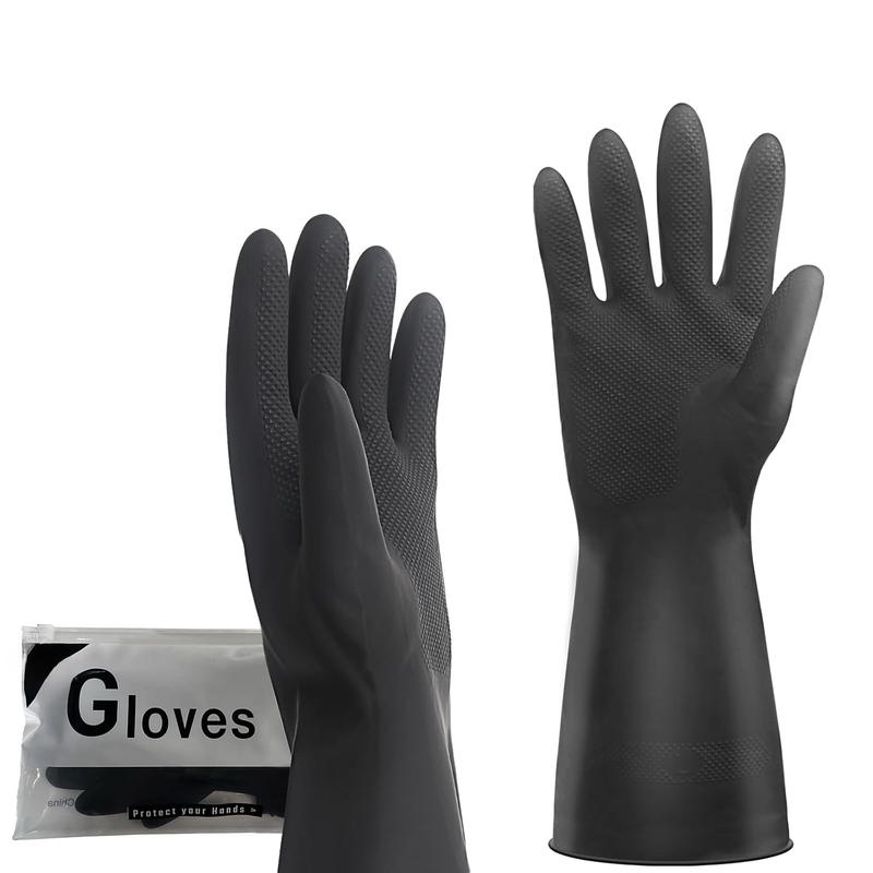 Heavy-Duty Thick Rubber Cleaning Gloves - 3 Pairs of Extra-Large Black Reusable  Non-Slip Gloves for Dishwashing and Kitchen Cleaning