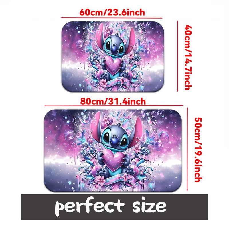 Cartoon Stitch Pattern Bathroom Mat, Non-slip Soft Floor Mat, Rectangle Home Decor Rug for Living Room Bedroom Bathroom