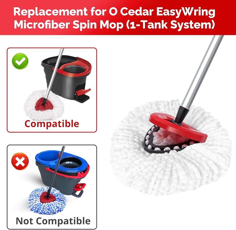 Spin Mop Head, Base, Handle Replacement for O-ceda EasyWring,2 Microfiber Mop Refills, 30-58