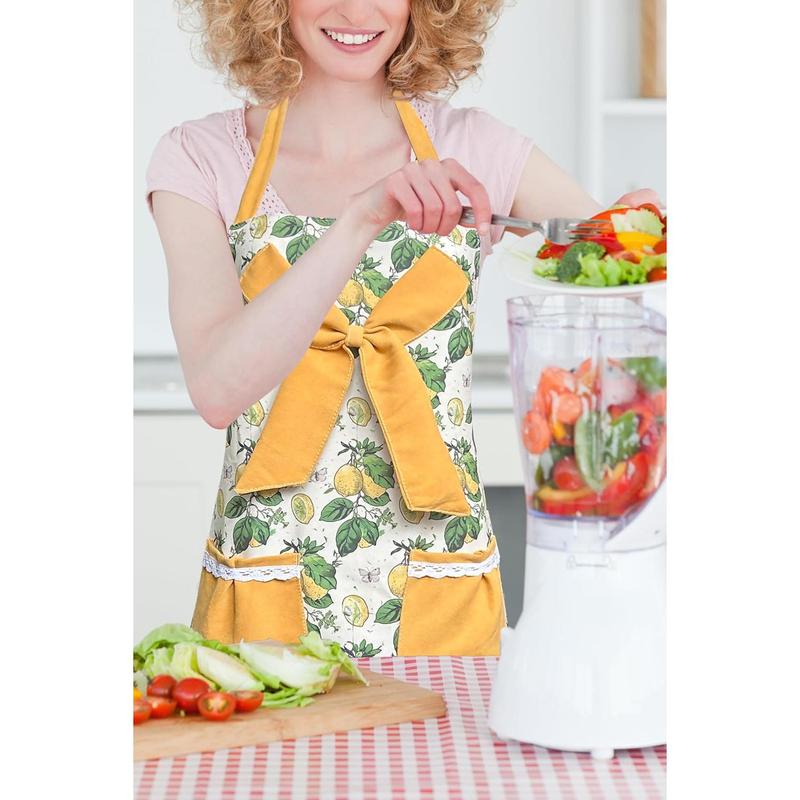 Vintage Apron Dress, Cute Kitchen Apron for Women with Pockets, Pinafore Apron for Cooking, Gardening, Baking