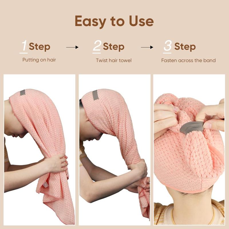 5 Pack Large Microfiber Hair Towel Wrap for Women, Super Soft Hair Drying Towel, Fast Drying Hair Turbans for Wet Hair, Long, Thick, Curly Hair, Anti Frizz Hair Towel Wrap