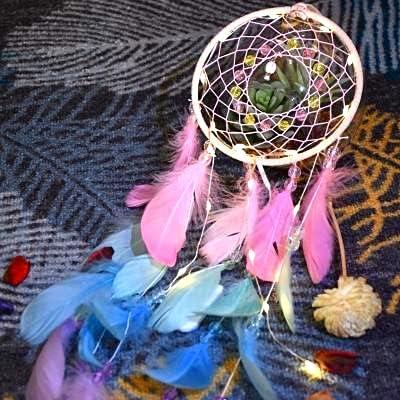 Dream Catcher Wall Decor, Handmade Dream Catcher with LED Light, Colorful Feather Decor,