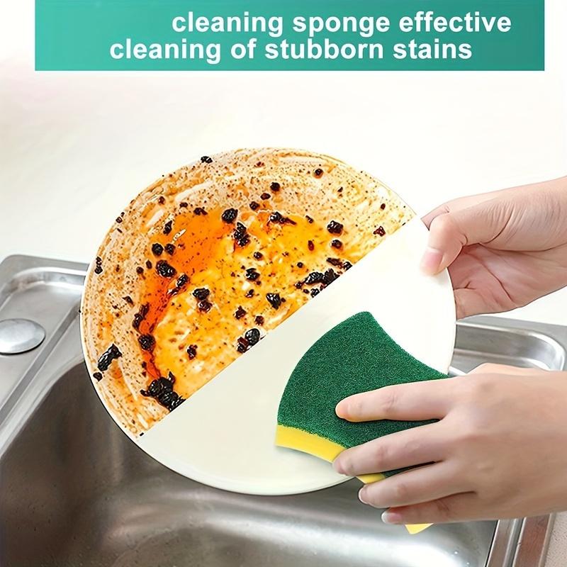 8 16 32pcs, Multifunctional Cleaning Sponge, Double-Sided Scouring Pad For Household Cleaning, Dishwashing Sponge, Premium Kitchen Sponge.