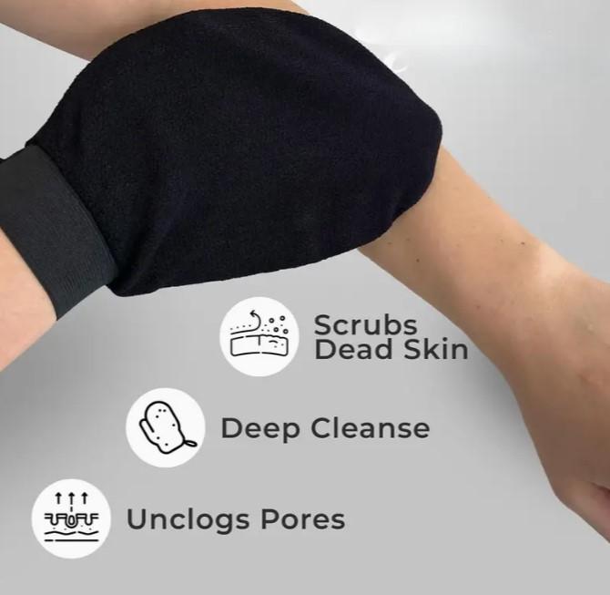 2 Pcs Exfoliating Glove, Deep Cleansing Mitt for Body Scrub, Dead Skin Removal, Skin Friendly, Home Treatment, for Bath Use Korean Personal Skincare