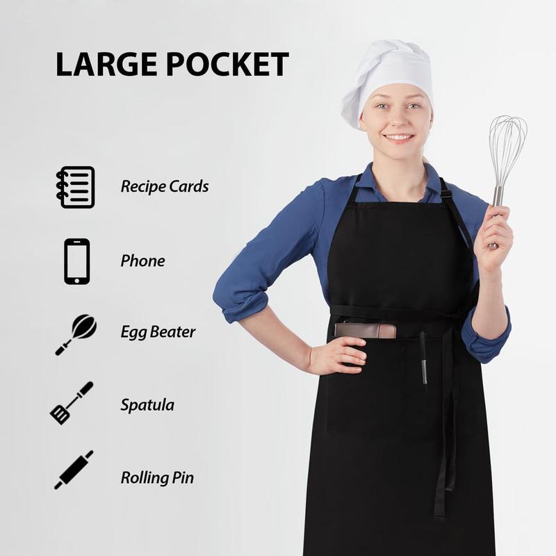 Extra Large Apron for Men Adjustable Bib Apron with 2 Pockets Cooking Kichen Aprons Women Chef Water & Oil Resistant