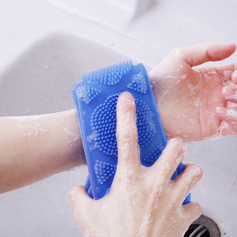 Silicone Back Scrubber for Shower, Double-Sided Back Exfoliator Body Scrub Towel, Exfoliating Washcloth Bath Tool for use in Shower, to Clean Skin for  Men and Women