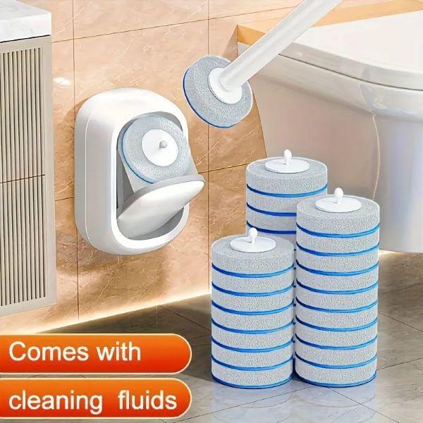 Disposable Toilet Brush with 12 Refills, Wall Mounted Toilet Cleaning Stick with Holder Cleaning Kit for Bathroom Toilet Brush Accessories Disposable Toilet disposable toilet