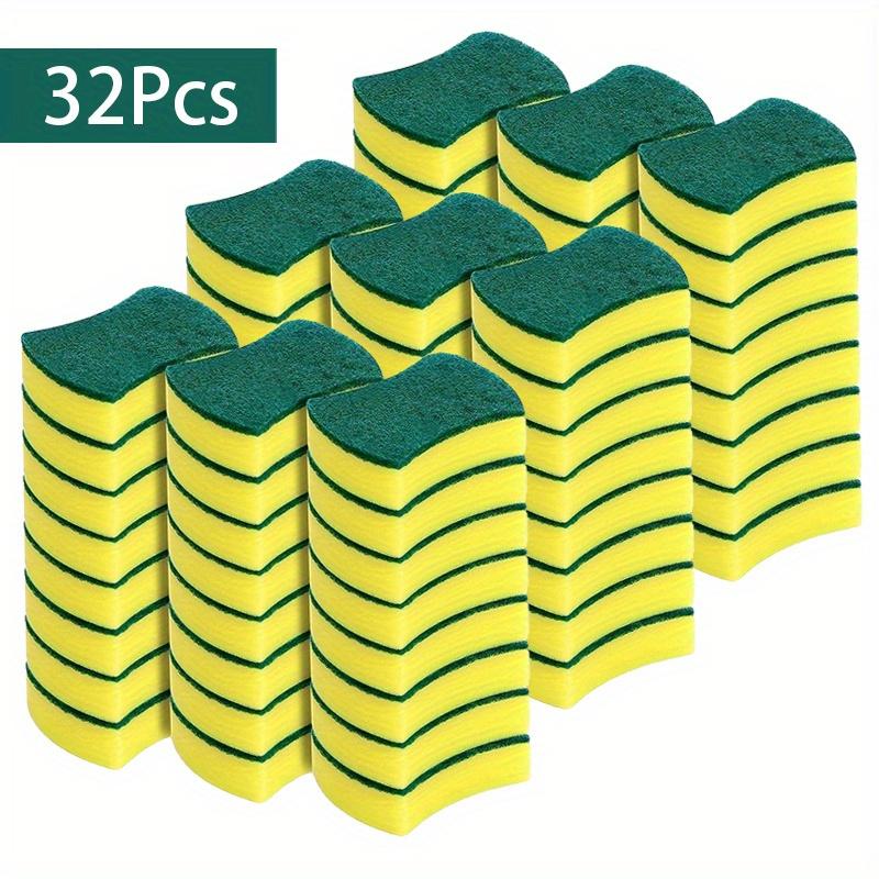 8 16 32pcs, Multifunctional Cleaning Sponge, Double-Sided Scouring Pad For Household Cleaning, Dishwashing Sponge, Premium Kitchen Sponge.