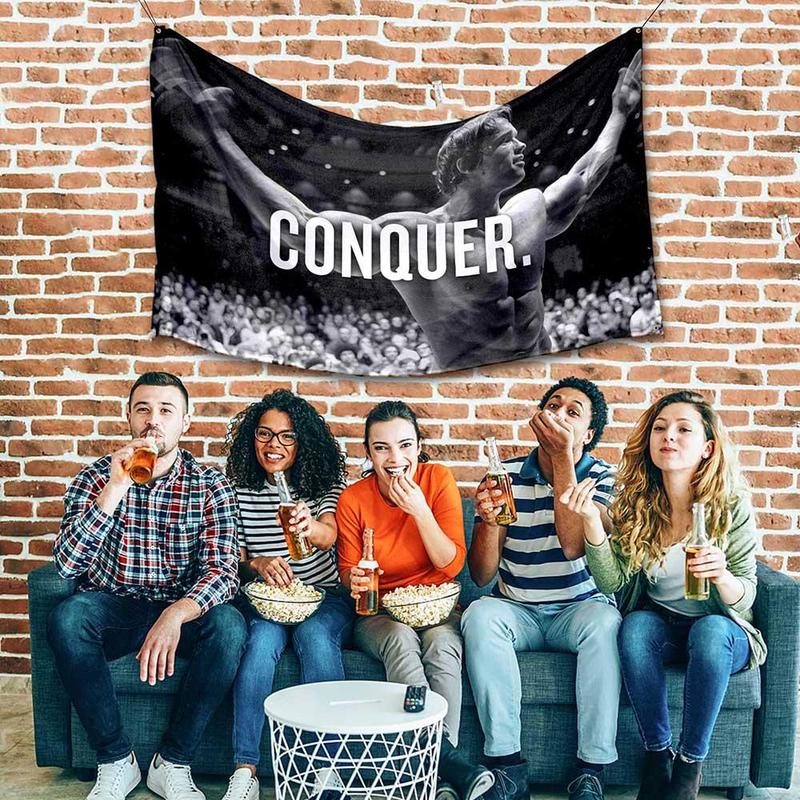 Conquer Gym Motivational Poster, 1 Count Gym Decor Backdrop, Fashionable Wall Hanging Banner for Home Gym, Party Decoration