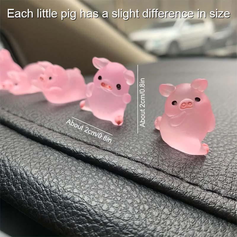 Room Decor Luminous Cute Mini Pig Decoration Ornament, 6 Counts Creative Resin Decoration Figurine, Summer Modern Decorative Statue for Living Room, Office Desktop, Cabinets and Car, Bedroom Decor, Boyfriend Gifts