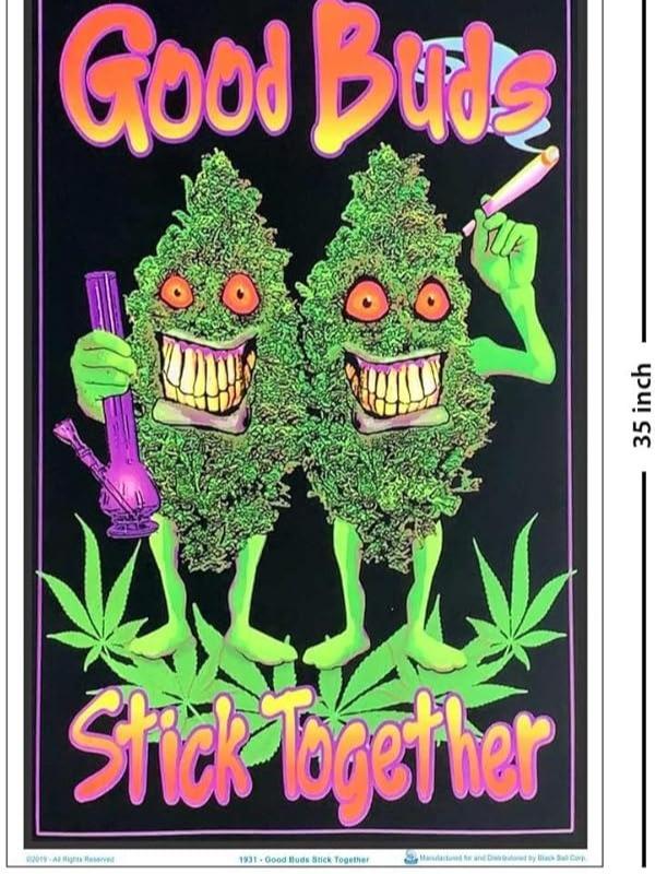 Good Buds Stick Together Blacklight Poster Decor Glossy