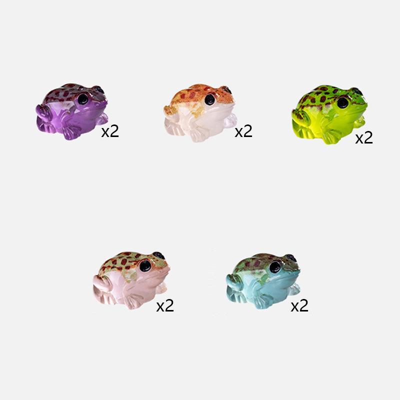 Colorful Luminous Cute Frog Figurine, 10pcs set Cute Mini Frog Decoration, Resin Decor for Cars, Gardens & Terrariums